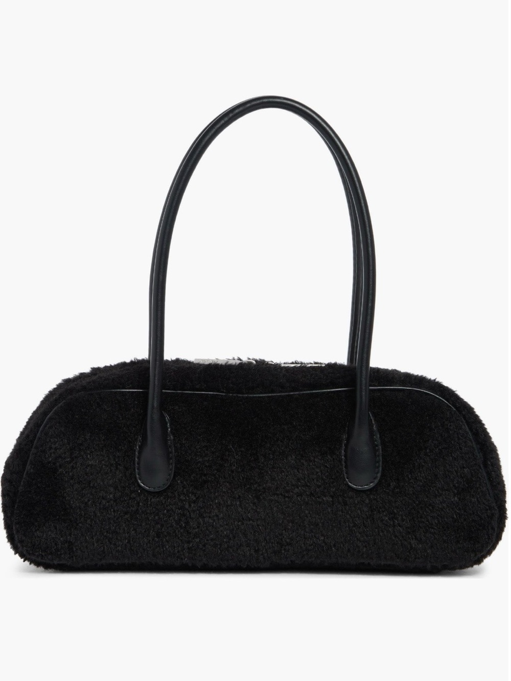 BCBG Black Faux Shearling Shoulder Bag